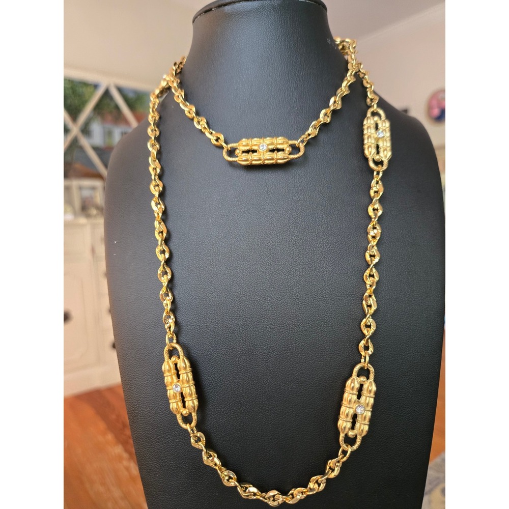 Camrose Kross JBK Jacqueline Kennedy Gold Tone CZ Paperclip Necklace